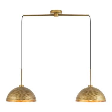Imagem de ELYCCUPA Lustre Pendente Martelado De 39" Com Cúpula 2 Luzes, Latão Antigo, Luminária Industrial Ajustável Para Cozinha, Ilha, Sala Jantar E Estar, Listado Pela Ul