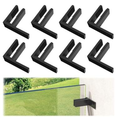 Imagem de Gyykzz Pacote com 8 grampos de parede a vidro preto fosco braçadeira de grade de vidro de 90 graus apto para balaustrada Thinkness de 3/20.3 cm-1/5.1 cm (10 mm-13 mm), clipes de trilhos em forma de F