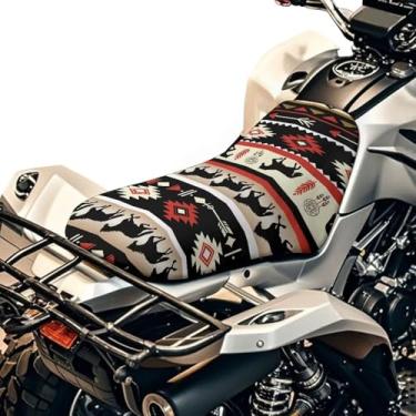 Imagem de Dreaweet Capa de assento asteca para quadriciclo de cavalo à prova d'água universal com quatro rodas compatível com Polaris Sportsman 570 450 850, Polaris Scrambler 400 500 850 1000, Honda Rancher 420