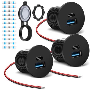 Imagem de Filluck Tomada USB RV 12V/24V Carregador Rápido, Dual PD3.0 & QC3.0 Carregador Rápido Tipo A Portas Tipo C, Montagem Embutida 36W Tomada de Carregamento de Alta Velocidade para RV Camper Van Trailer