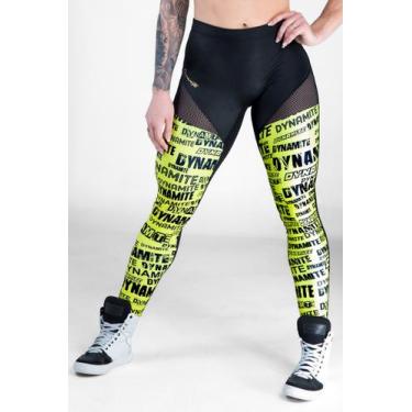 Imagem de Legging fitness Shadow Strike Preto Amarelo Dynamite, M, Amarelo