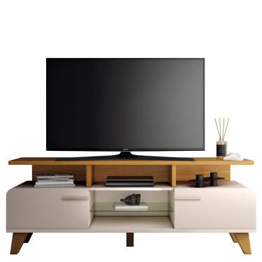 Imagem de Rack Bancada Essenza 1.6 para TV até 60” - HB Móveis Off White/Cinamomo