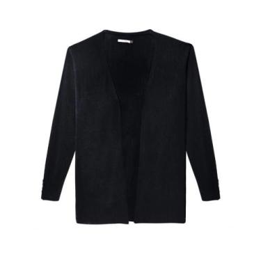 Imagem de Cardigan Alongado Feminino Plus Size Malwee Ref. 90754, Preto, G4