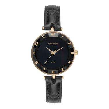Imagem de Relógio MONDAINE feminino analógico couro preto 32912LPMVDH1