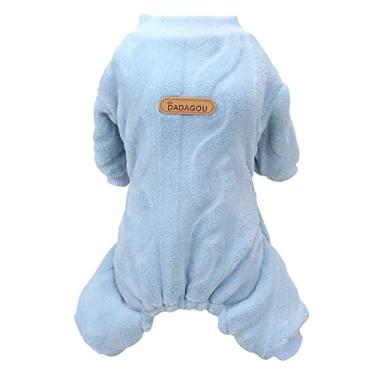 Imagem de Izefia Roupas de lã para cães – camisola quente de inverno pijama azul XGG para cães e gatos pequenos