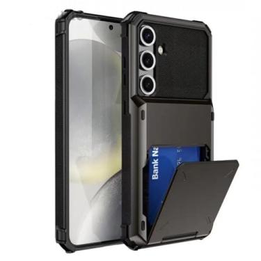 Imagem de HJZSZX Para S23 Ultra Wallet Card Case Armor Shockproof Slot Flip Hidden Pocket Cover (Para S23 Ultra/Cinza)