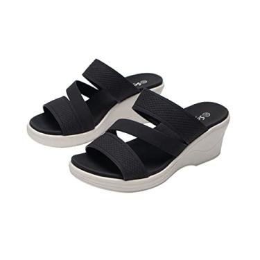 Imagem de Mulas femininas verão, Casual, Conforto, Sandálias Romanas Plataforma Vintage, Respirável, Open Toe, Beach Flip Flop, para Calças Casuais, Saias Longas, Saias Curtas(Black,36 EU)