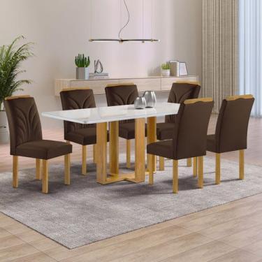 Imagem de Mesa de Jantar 6 Lugares Isadora Carolina com Vidro Cinamomo/Off White