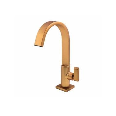 Imagem de Torneira de Mesa para Lavatório Bica Móvel Dourado Fosco - Perflex