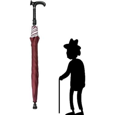 Imagem de Guarda-chuva De Bengala Resistente Ao Desgaste, Guarda-chuva De Muleta Antiderrapante Leve E Multifuncional Para Caminhada, Design De Alça Longa Abs, Black, 84cm/33inch