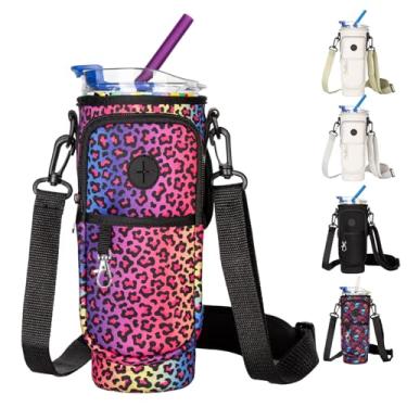 Imagem de Suporte para garrafa de água com alça para copo Stanley de 1,134 g com alça, bolsa de transporte para garrafa de água com bolso para telefone, bolso para bebidas com alça de ombro ajustável e