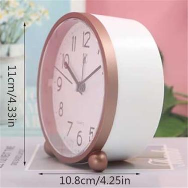 Imagem de Despertadores Despertador analógico redondo para sala de estar cozinha quarto escritório cabeceira desktop relógio a pilhas fácil de definir alarme Relógio de cabeceira(Blue)