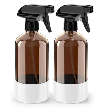 Imagem de Bontip Frasco de spray de vidro com proteção de manga de silicone, conjunto de frascos de spray de vidro âmbar para limpador de janelas não tóxico, aromaterapia, hidratação facial, rega, flor