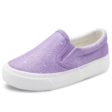 Imagem de Toandon Tênis infantil infantil de 2 a 10 anos de idade, Glitter roxo, 1 Big Kid