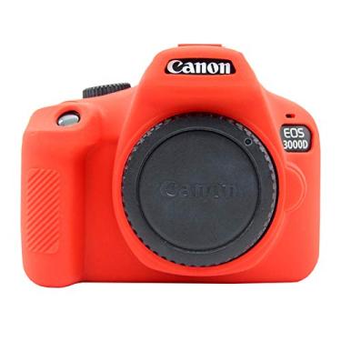 Imagem de Easy Hood Capa de câmera para câmera digital SLR Canon EOS 4000D/Rebel T100, capa protetora de silicone macio antiarranhões para câmera DSLR Canon EOS 3000D 4000D (vermelha)