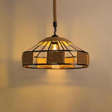 Imagem de OUFULA Contemporâneo Corda de Cânhamo Restaurante Lâmpada Pendente Estilo Industrial Retro Internet Café Bar Quarto Roupa Loja Balcão Bar Candelabro (J D40CM)