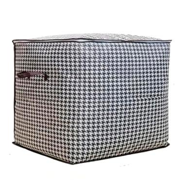 Imagem de Organizador Dobrável em Poliéster 120 Litros 55x51x44cm com Alças e Fecho Duplo Porta Edredom Travesseiro Toalhas e Roupas