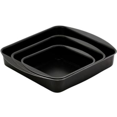 Imagem de Jogo De Assadeiras Forma Quadrada 03 Peças Antiaderentes - Marcolar