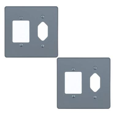 Imagem de Kit 2 Placa 4x4 Cinza 1 Tomada hexagonal + 3 Teclas Pial