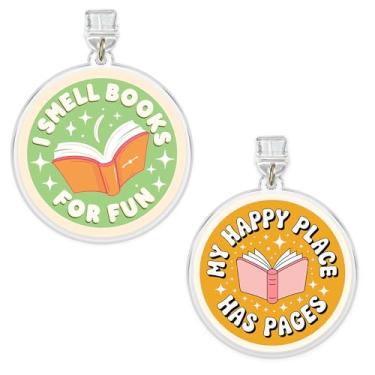Imagem de Conjunto de 2 peças I Smell Book For Fun, My Happy Place Has Pages Kindle Charms, Dust Plug Charm 1,5 polegadas Book Lovers, Bookworm, Healing Lightning/Type C Material acrílico Acessórios para