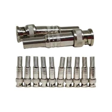 Imagem de 10 Conector BNC Macho com Mola e Parafuso Plug CFTV Cabo - Kit System 