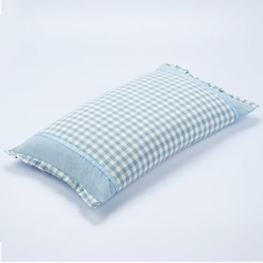 Imagem de EDMILE Travesseiro de casco de trigo sarraceno para dormir, travesseiro retangular de pescoço de trigo sarraceno, suporte de resfriamento personalizável com capa removível, conforto firme para