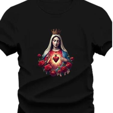 Imagem de Camiseta Estampada Nossa Senhora Aparecida Do P ao Pluz - Hs, Preto, G