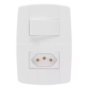 Imagem de Interruptor Simples com Tomada 10A 250V Modular Ilumi Lev