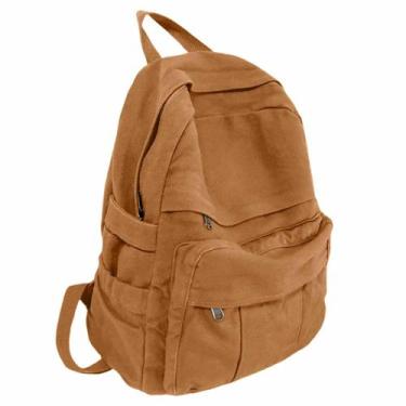 Imagem de Mochila GAMLFL de lona marrom claro para mulheres e homens 19L