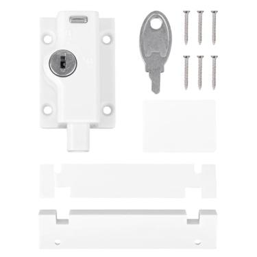 Imagem de Trava Porta Correr, Conjunto Trava Segurança Infantil com Montagem Superior e Inferior 2 Formas Usar Trancas Segurança Porta Pátio com Chave para Janela e Portas Correr Limitador Fixador