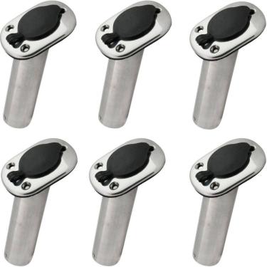 Imagem de Kit 6 Porta Caniço Inox Inclinado Com Tampa Em Nylon