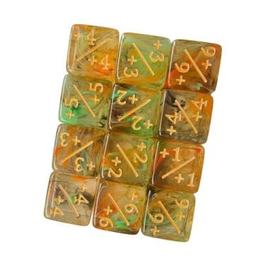 Imagem de TTETTZ 10 peças de dados digitais de contagem, fichas educacionais de adição e subtração matemática, material didático de matemática, 6 lados, 16 mm, Laranja Preto