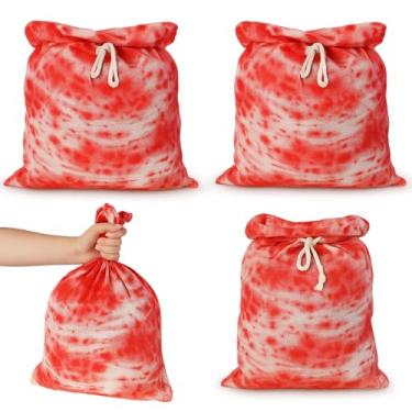 Imagem de Arrowbash 4 unidades de sacos de cordão de terror de Halloween Bloodstain Spooky String Back Halloween Treat Bloody Body Bags for Candy Goodie Favors Supplies (50,8 x 40,6 cm)