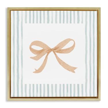 Imagem de Stupell Industries Design de arte de parede em tela flutuante de ouro com borda listrada chique laço com borda listrada por PATRICIA PINTO, 45,7 x 45,7 cm