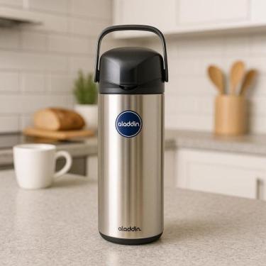 Imagem de Garrafa Térmica Inox Aladdin 1 Litro com Alça  Conserva Bebidas Quente