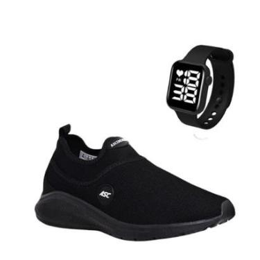 Imagem de Combo Tênis Ortopédico Unissex Com Relogio Quadrado Conforto e Leveza para Caminhada, Academia-Unissex