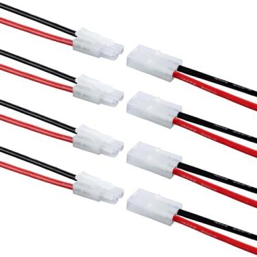 Imagem de RPTCOTU Conector De Tomada Tamiya 4 Pares, Conectores Bateria 2 Pinos, Adaptador Macho Fêmea Grande Com Cabo 14Awg 10 Cm, Para Carregamento Carro Rc Lipo. (4 2P)
