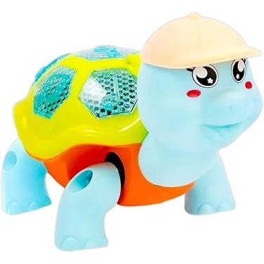 Imagem de Tartaruga Dançante Infantil Interativa, Som e Luz, 18cm x 11cm, Brinquedo Educativo (Azul)