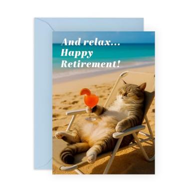 Imagem de Cartão engraçado de aposentadoria – Relaxar na praia com coquetel – Cartão de saída bem-humorado para colegas, amigos, família, irmão, irmã, tio, tia, pai, mãe, ele, ela – Retire Happy – Vem com