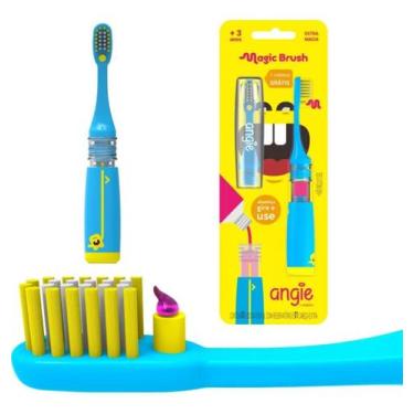 Imagem de Escova de Dente Infantil Magic Brush Angie C/reservatório Nova, Roxo