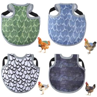 Imagem de Laelr Sela de galinha para galinhas 4 peças avental protetor traseiro para galinhas impermeável avental de sela de galinha com alças ajustáveis (preto, branco, cinza, verde)