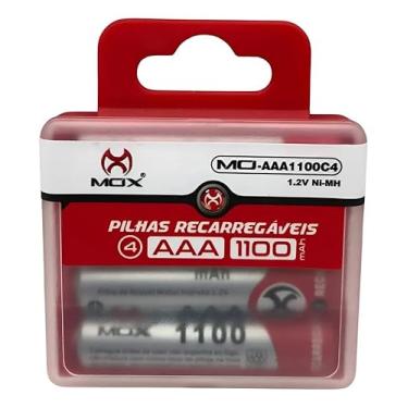 Imagem de Pilha Mox Recarregável MO-AAA 1100 com 4 Unidade e case