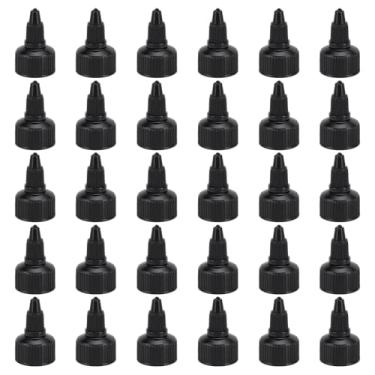 Imagem de WADORN 30 tampas de garrafa giratórias, 22/410 tampas giratórias de substituição de garrafas de plástico preto natural tampa superior a granel para garrafas de espremer garrafas de tinta de cola