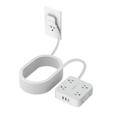 Imagem de Cabo de extensão TESSAN de 25 pés com 8 saídas e 3 portas USB, proteto