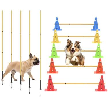 Imagem de TINEPRY Conjunto de cone com obstáculos para treinamento de agilidade para cães, equipamento de pista de obstáculos ajustável para exercícios de animais de estimação