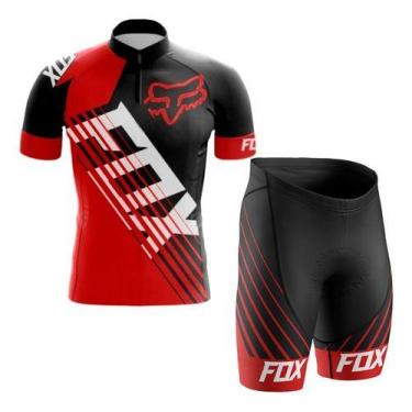 Imagem de Conjunto Camisa Fox Manga Curta E Bermuda Gel 3D Ciclismo Dry Fit - De