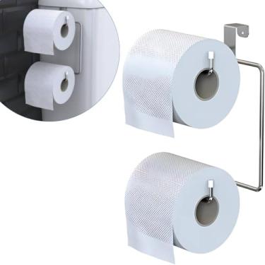 Imagem de Porta Papel Higiênico Suporte Duplo Para Banheiro e Lavabo Caixa Acoplada de Vaso Sanitario Para Dois Rolos Original Prático Universal Instalação Simples Compacto em Metal Cromado Prateado