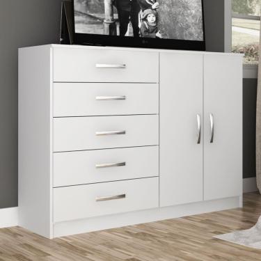 Imagem de Cômoda Florença 2 Portas 5 Gavetas Branco - Panorama Móveis