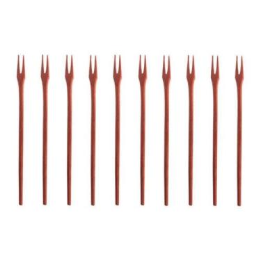 Imagem de Kit 10 Peças Garfo Petisco Grande De Pau Madeira 22 Cm - Colher De Pau