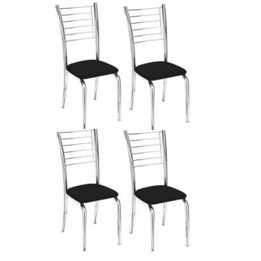 Imagem de Kit 4 Cadeiras Lara Cromada Para Cozinha Preto - GAT MAGAZINE